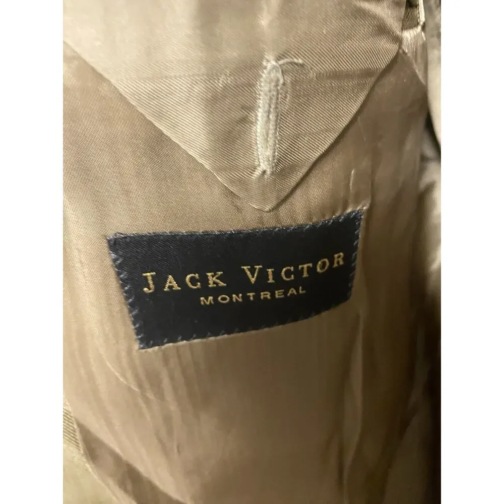 Jack Victor Super 100s Lanza CT Blazer Sport Coat 100% Wool Brown Size 48L Italy
